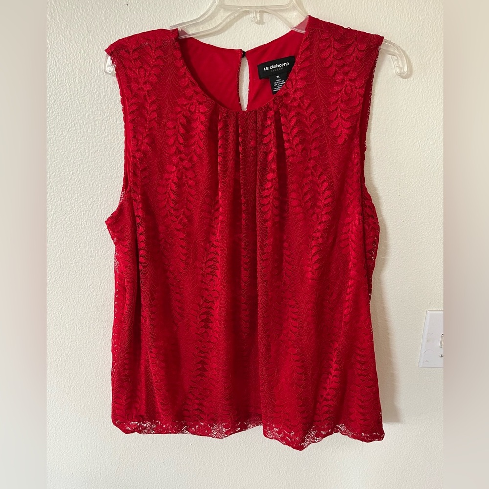 Bright Red sleeveless blouse by Liz Claiborne size XL